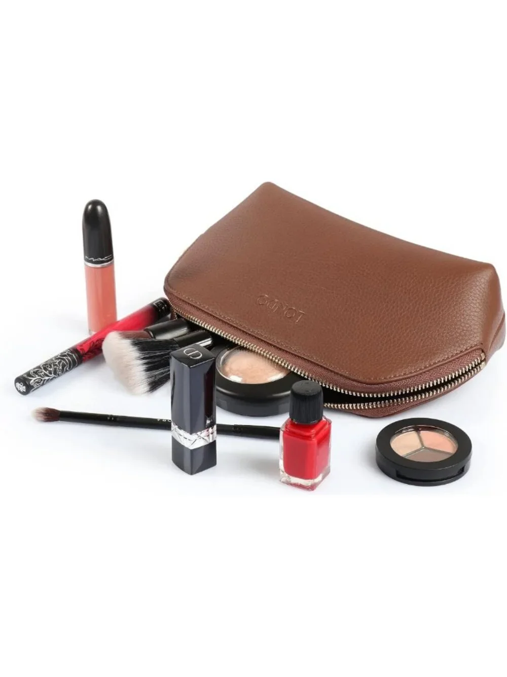 Genuine Leather Makeup Bag | Cosmetic Pouch Travel Organizer | Toiletry Clutch